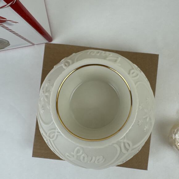 Lenox Christmas Candle holder Ornament White Christmas Joy Peace Tealight Noel - Picture 8 of 16